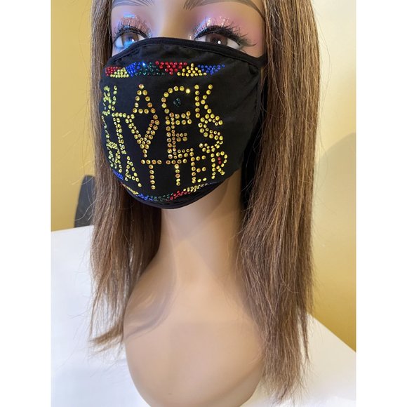Black Lives Matter Bling Multicolor Face Mask - Picture 10 of 10